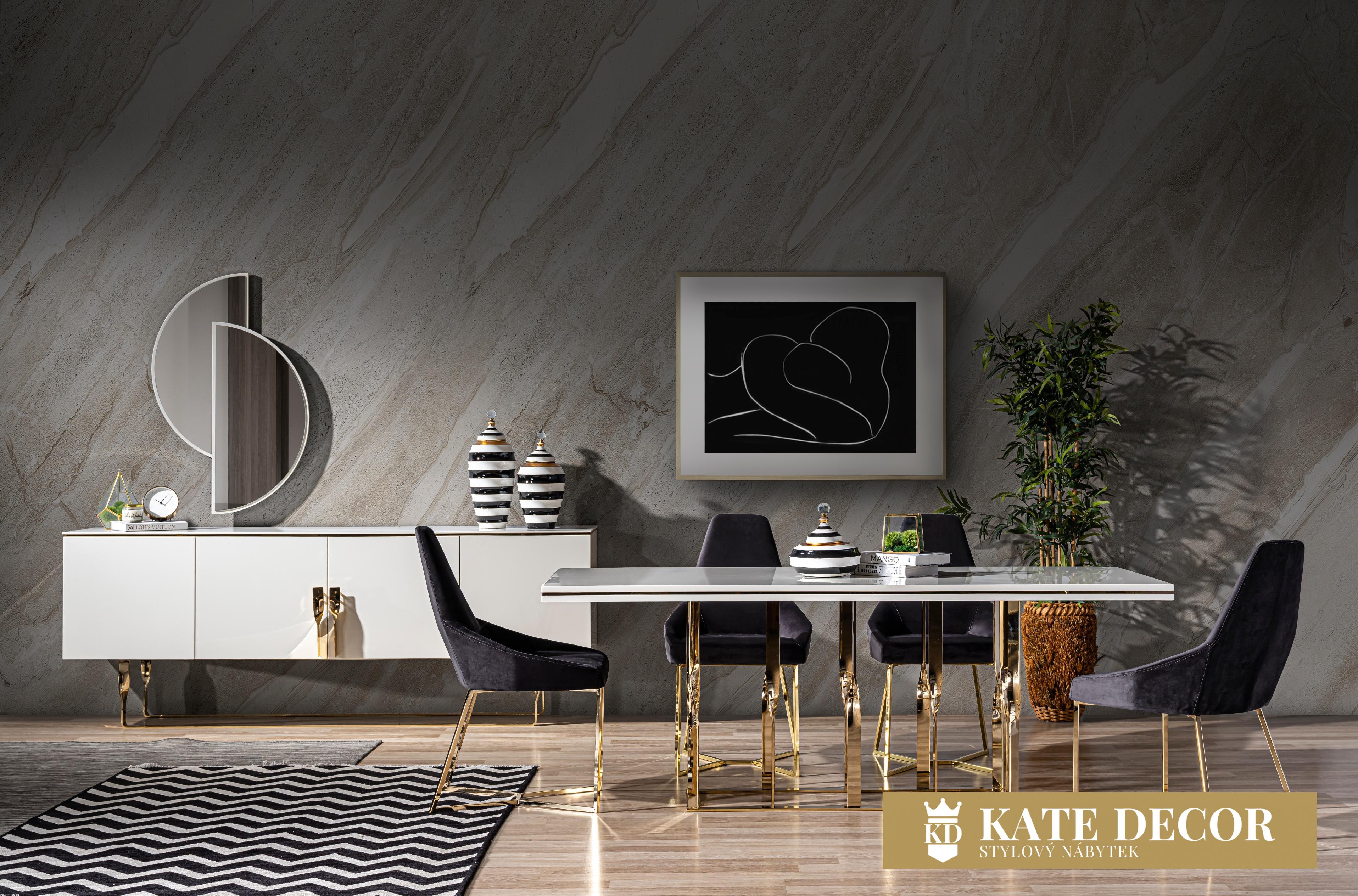 ZEN DINING ROOM SET (WHITE-GOLD) (10)