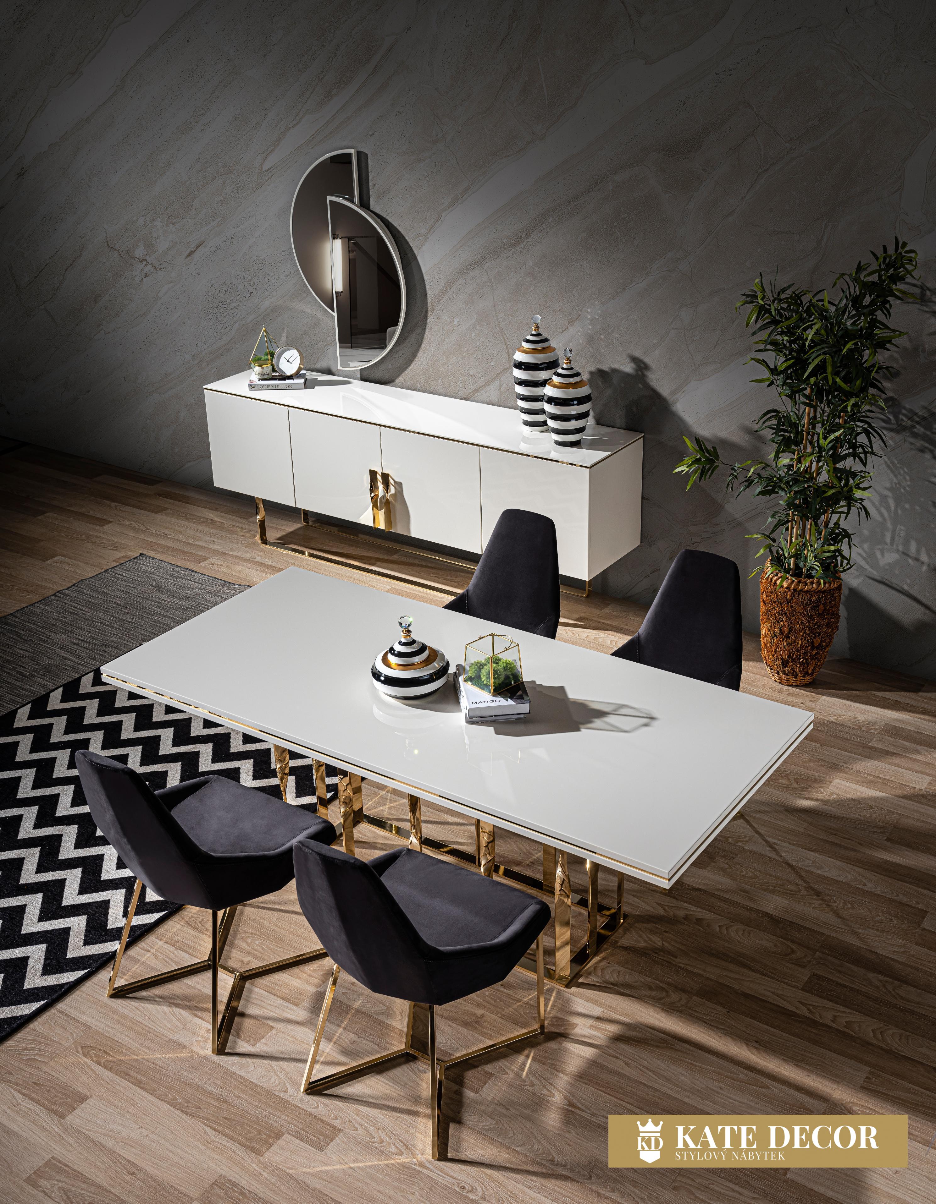 ZEN DINING ROOM SET (WHITE-GOLD) (12)