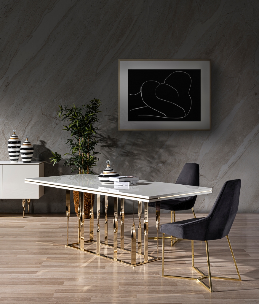 ZEN DINING ROOM SET (WHITE-GOLD) (2)