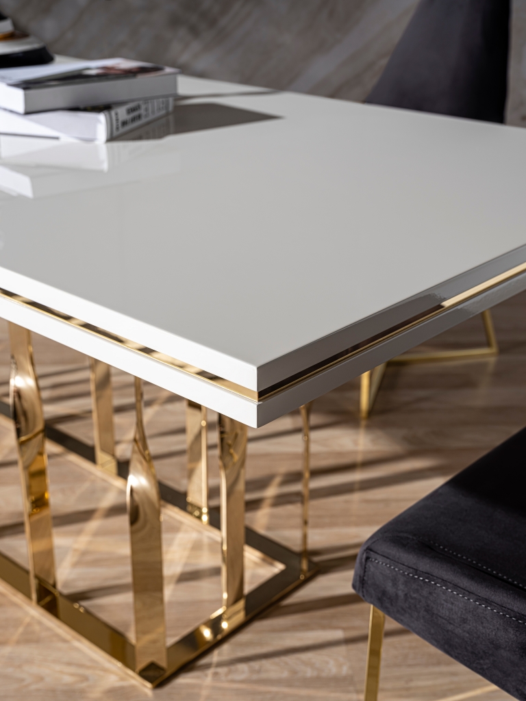 ZEN DINING ROOM SET (WHITE-GOLD) (6)